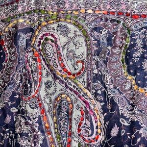 Raj Navy Infinity Scarf with Multicolor Floral Paisley Print